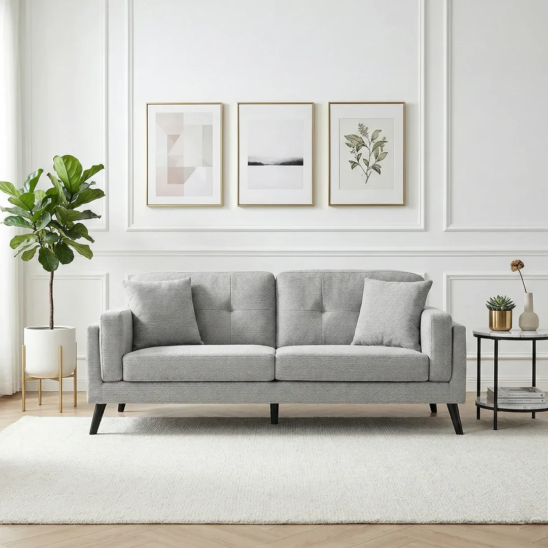 Valmere 3 Seater Fabric Sofa - Stone Grey