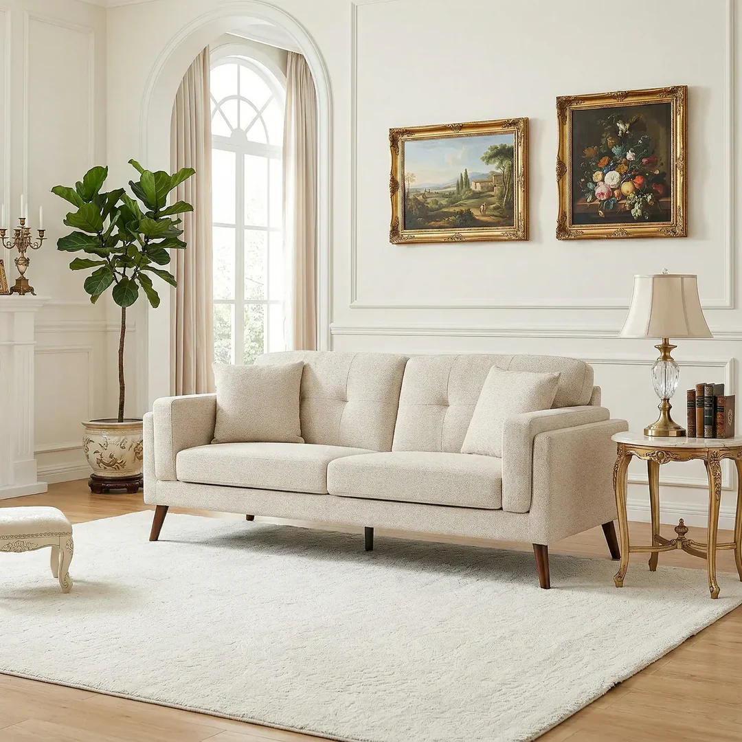 Valmere 3 Seater Fabric Sofa - Warm Beige